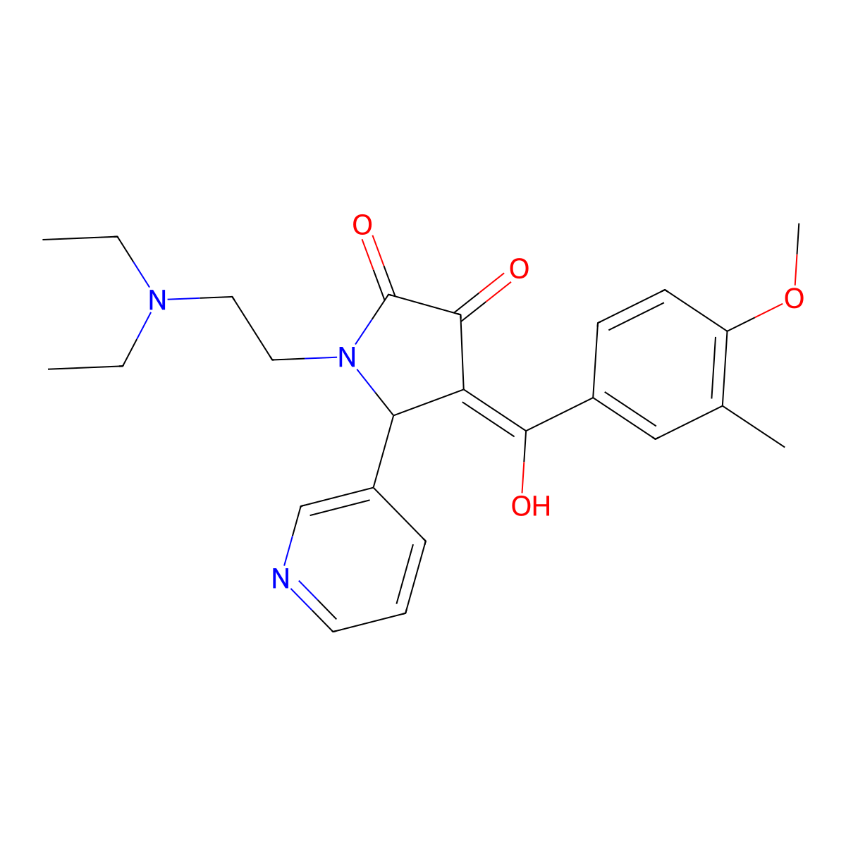 1-[2-(diethylamino)ethyl]-3-hydroxy-4-(4-methoxy-3-methylbenzoyl)-5-(pyridin-3-yl)-2,5-dihydro-1H-pyrrol-2-one molecular structure, CAS 460046-23-5