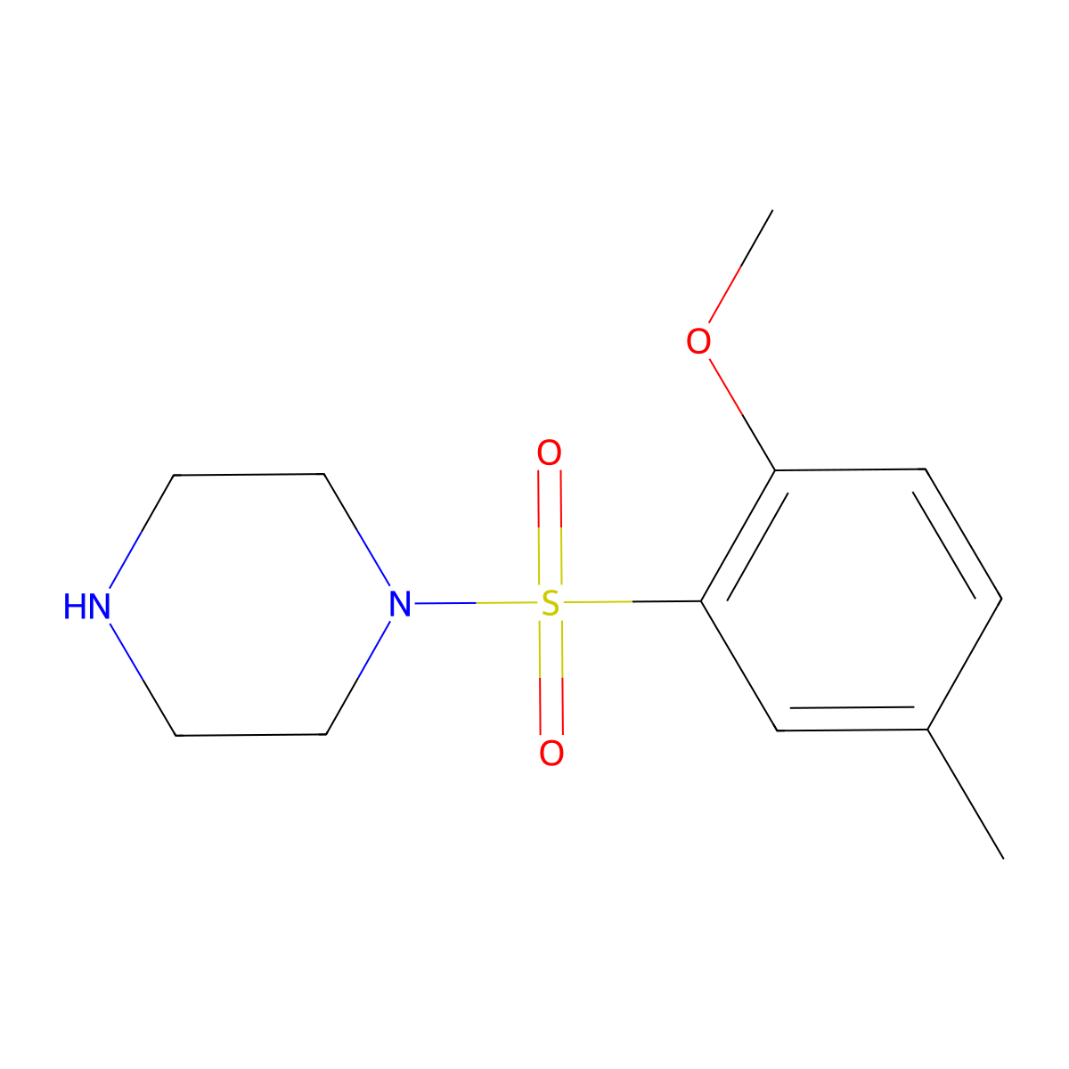 1-((2-Methoxy-5-methylphenyl)sulfonyl)piperazine molecular structure, CAS 460046-39-3