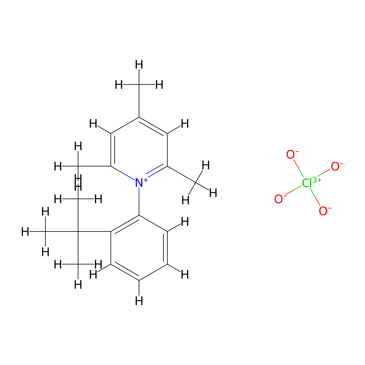 1-(2-tert-Butylphenyl)-2,4,6-trimethyl pyridinlium perchlorate molecular structure, CAS 460047-06-7
