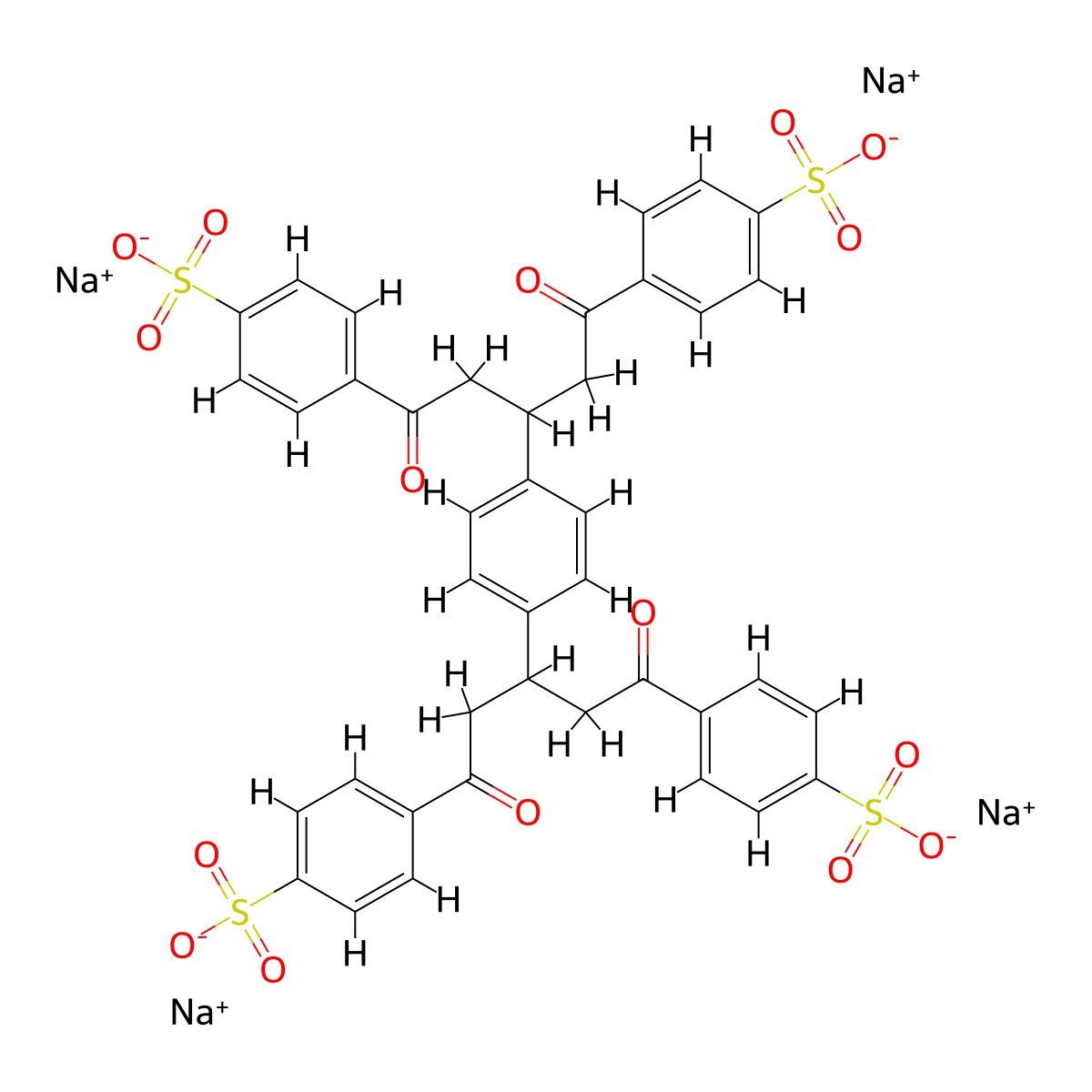 Tetrasodium 4-(3-{4-[1,5-dioxo-1,5-bis(4-sulfonatophenyl)pentan-3-yl]phenyl}-5-oxo-5-(4-sulfonatophenyl)pentanoyl)benzene-1-sulfonate molecular structure, CAS 460051-49-4