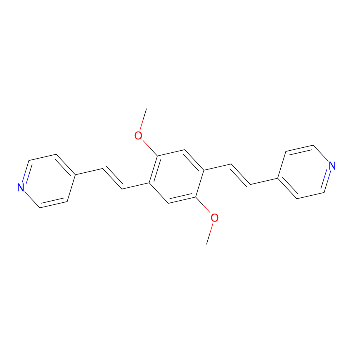 4,4'-[(2,5-Dimethoxy-1,4-phenylene)di(ethene-2,1-diyl)]dipyridine molecular structure, CAS 460061-37-4