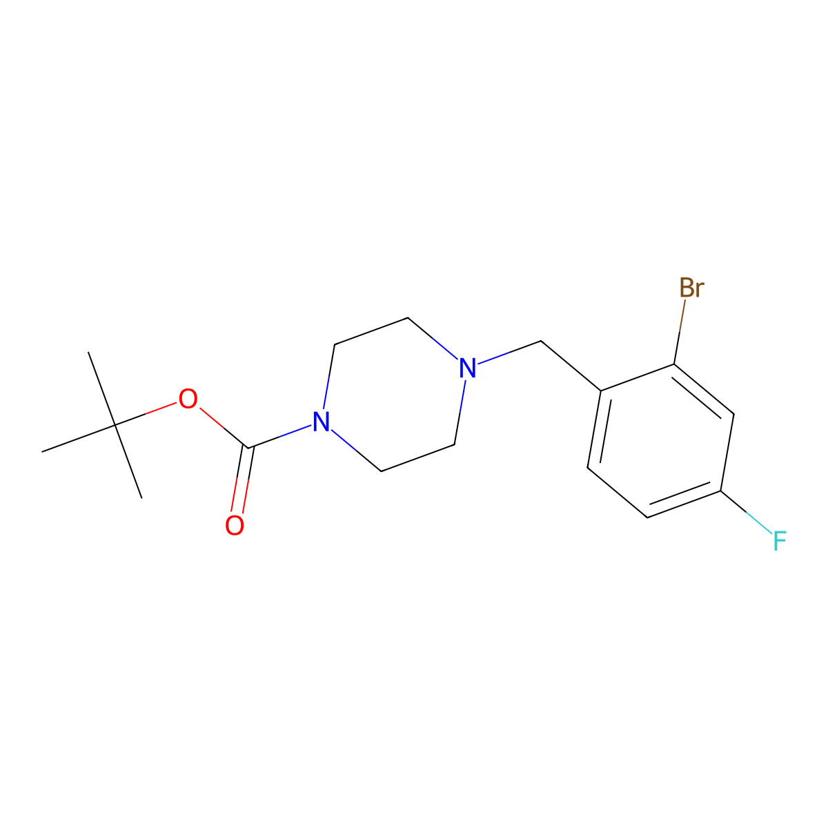 tert-Butyl 4-(2-bromo-4-fluorobenzyl)piperazine-1-carboxylate molecular structure, CAS 460094-96-6