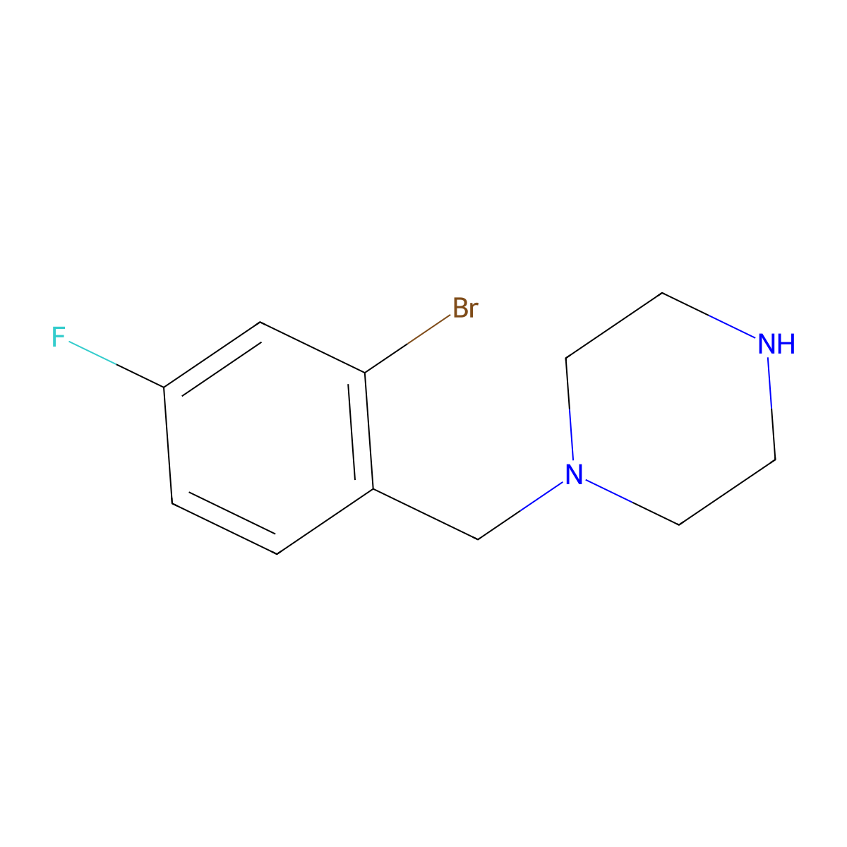 1-[(2-Bromo-4-fluorophenyl)methyl]piperazine molecular structure, CAS 460094-97-7