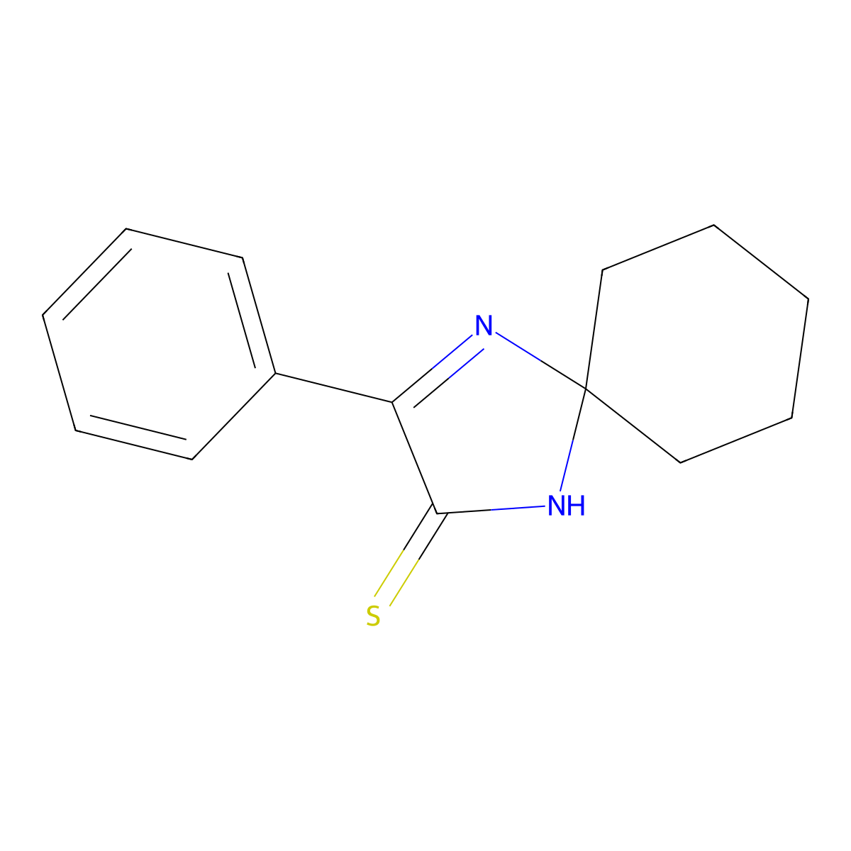 3-Phenyl-1,4-diazaspiro[4.5]dec-3-ene-2-thione molecular structure, CAS 4602-36-2