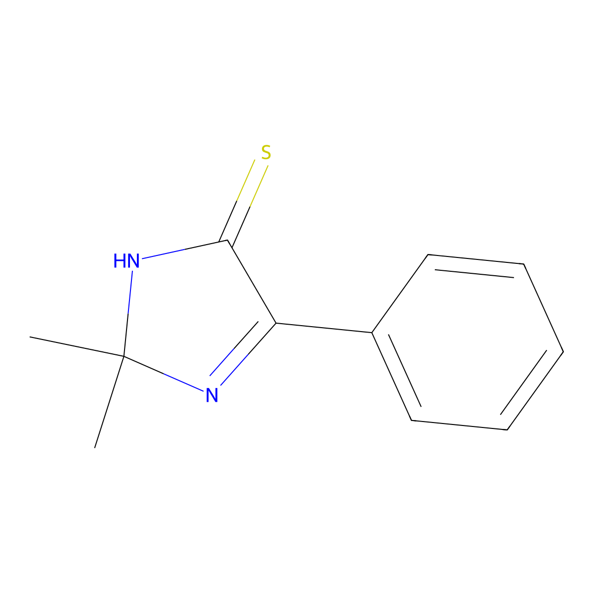 2,2-dimethyl-4-phenyl-2,5-dihydro-1H-imidazole-5-thione molecular structure, CAS 4602-37-3