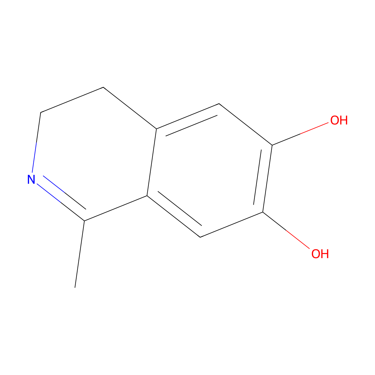 3,4-Dihydro-1-methyl-6,7-isoquinolinediol molecular structure, CAS 4602-81-7