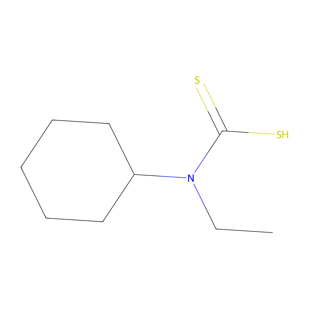 Methanedithioic acid, (cyclohexylethylamino)- molecular structure, CAS 46030-10-8