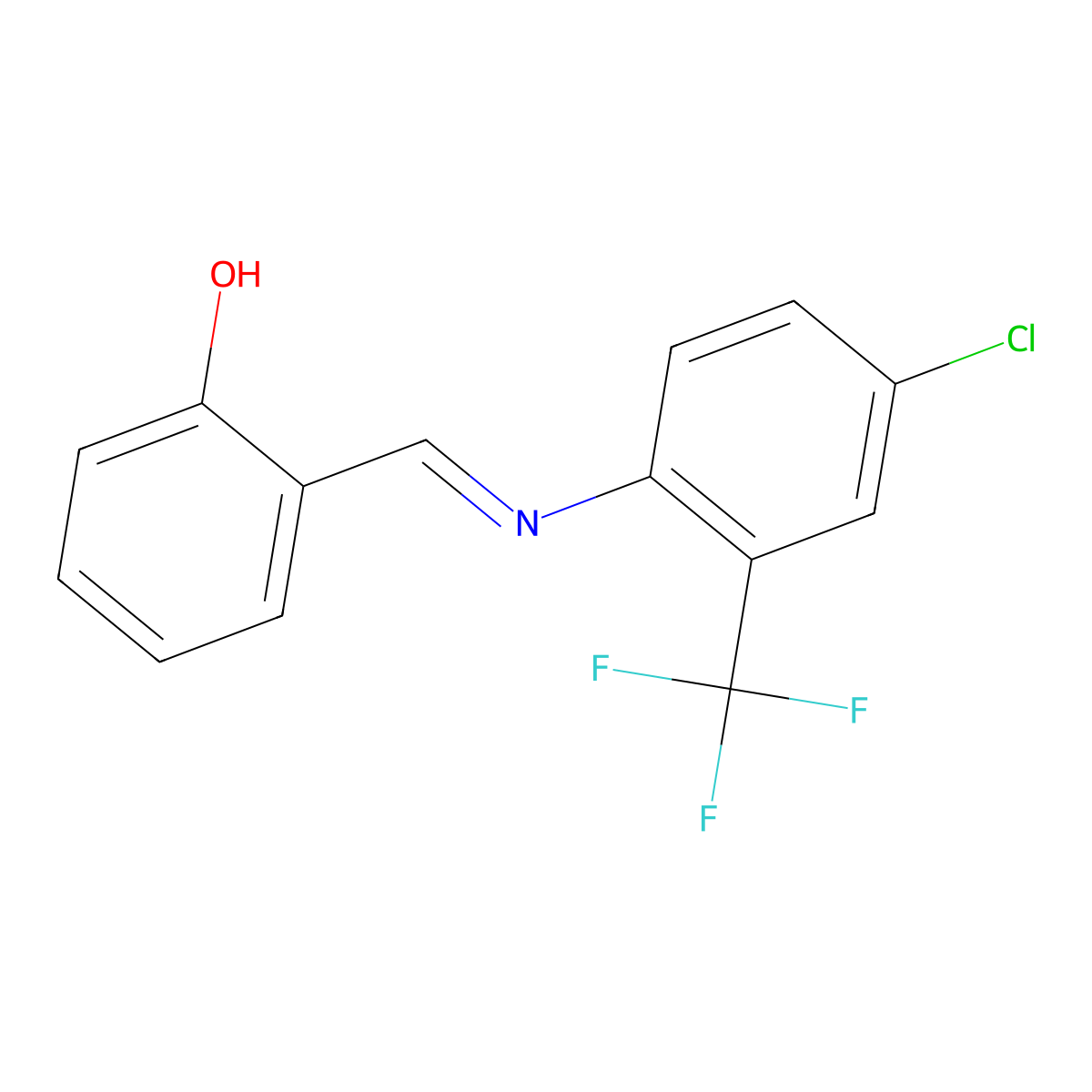 2-((E)-{[4-chloro-2-(trifluoromethyl)phenyl]imino}methyl)phenol molecular structure, CAS 460315-21-3