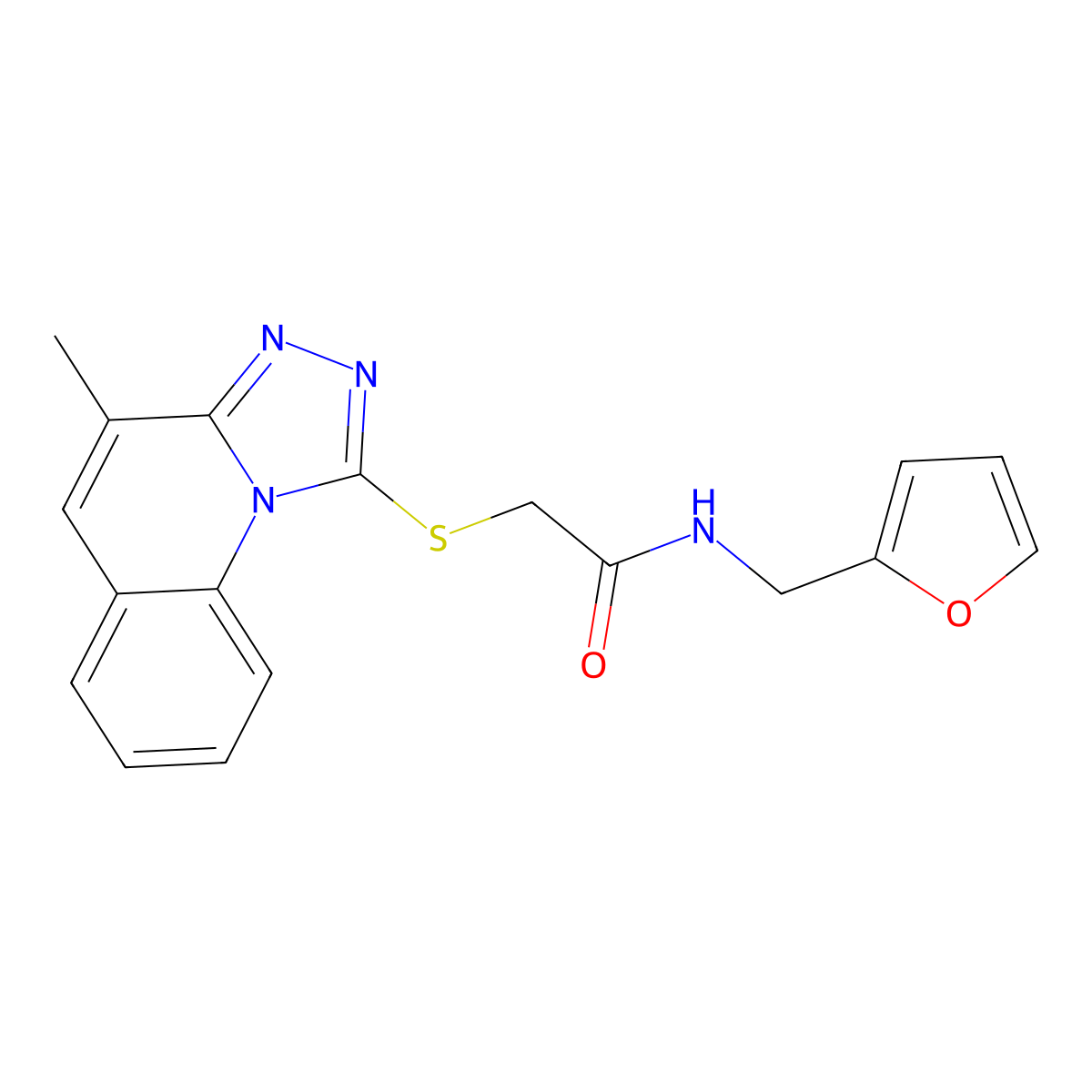N-(furan-2-ylmethyl)-2-[(4-methyl-[1,2,4]triazolo[4,3-a]quinolin-1-yl)sulfanyl]acetamide molecular structure, CAS 460321-08-8