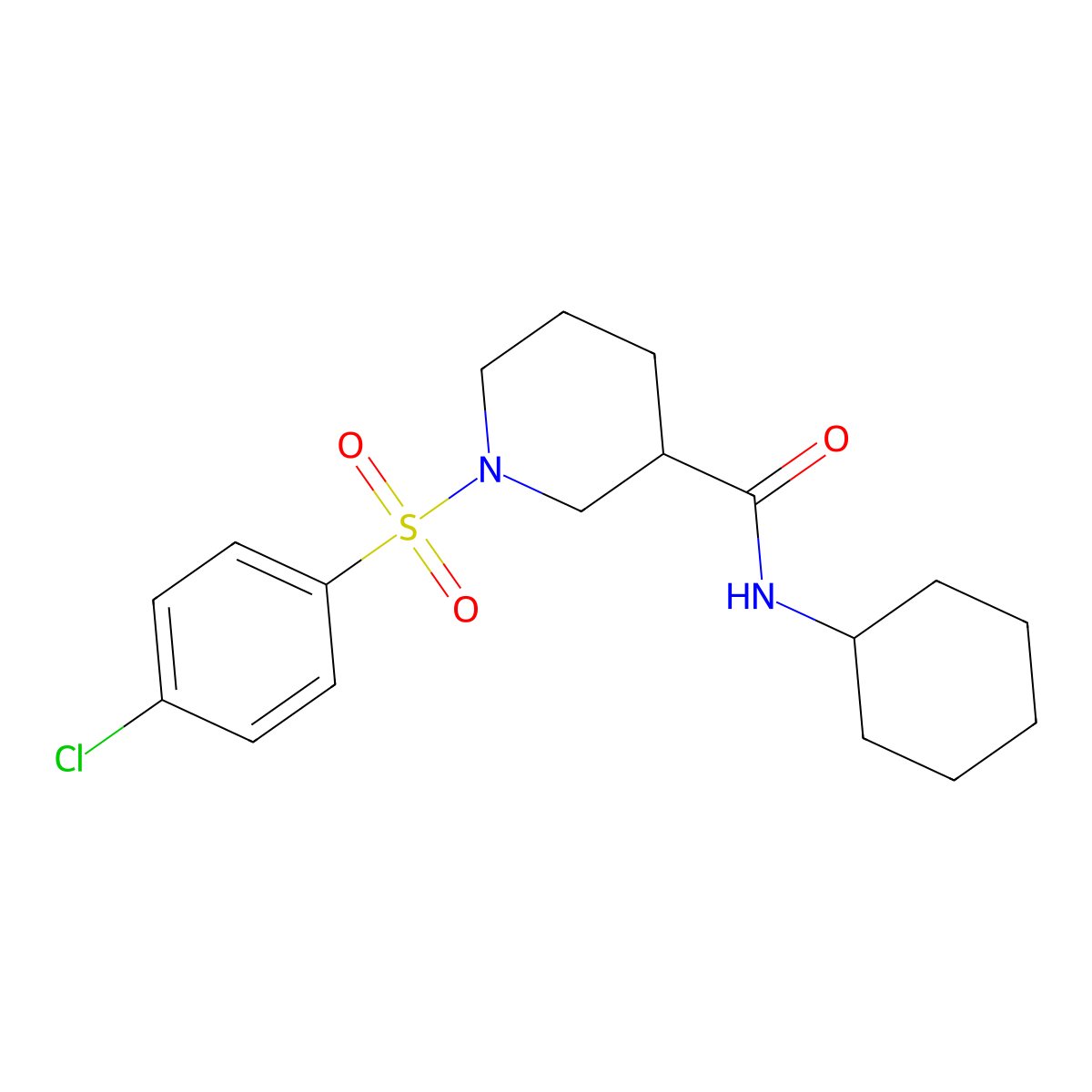1-[(4-chlorophenyl)sulfonyl]-N-cyclohexylpiperidine-3-carboxamide molecular structure, CAS 460327-36-0