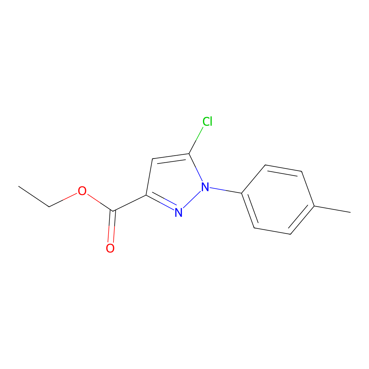 Ethyl 5-chloro-1-(p-tolyl)-1H-pyrazole-3-carboxylate molecular structure, CAS 460331-53-7