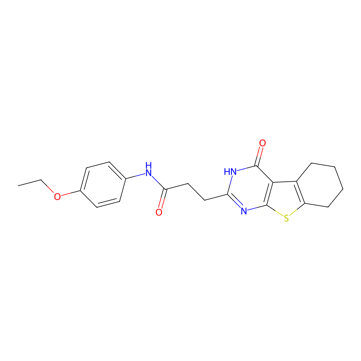 N-(4-ethoxyphenyl)-3-(4-oxo-5,6,7,8-tetrahydro-3H-[1]benzothiolo[2,3-d]pyrimidin-2-yl)propanamide molecular structure, CAS 460332-75-6