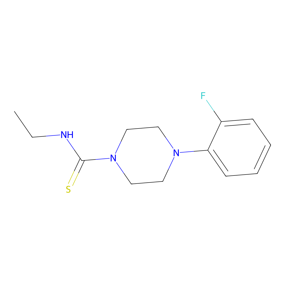 N-ethyl-4-(2-fluorophenyl)piperazine-1-carbothioamide molecular structure, CAS 460336-51-0