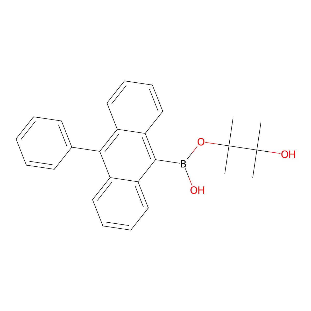 3-Hydroxy-2,3-dimethylbutan-2-yl hydrogen (10-phenylanthracen-9-yl)boronate molecular structure, CAS 460347-59-5