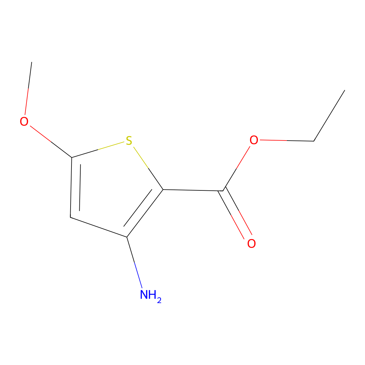 Ethyl 3-amino-5-methoxythiophene-2-carboxylate molecular structure, CAS 460355-90-2