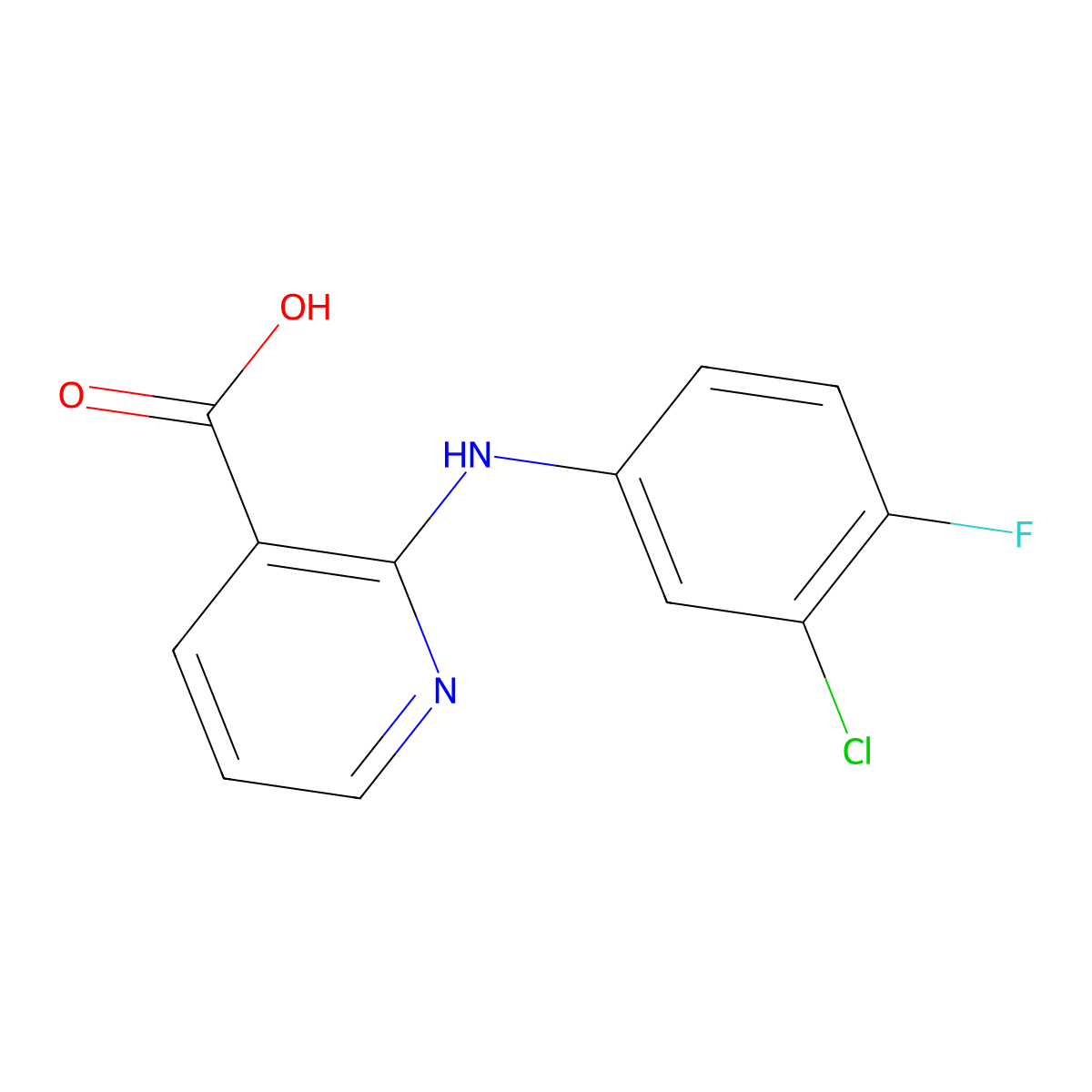 2-(3-Chloro-4-fluoroanilino)pyridine-3-carboxylic acid molecular structure, CAS 460363-31-9