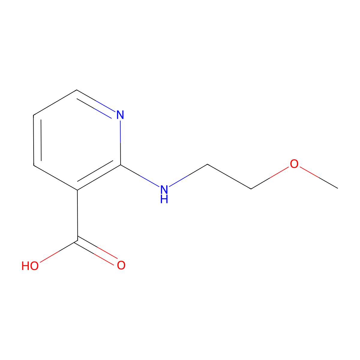 2-[(2-Methoxyethyl)amino]nicotinic acid molecular structure, CAS 460363-33-1