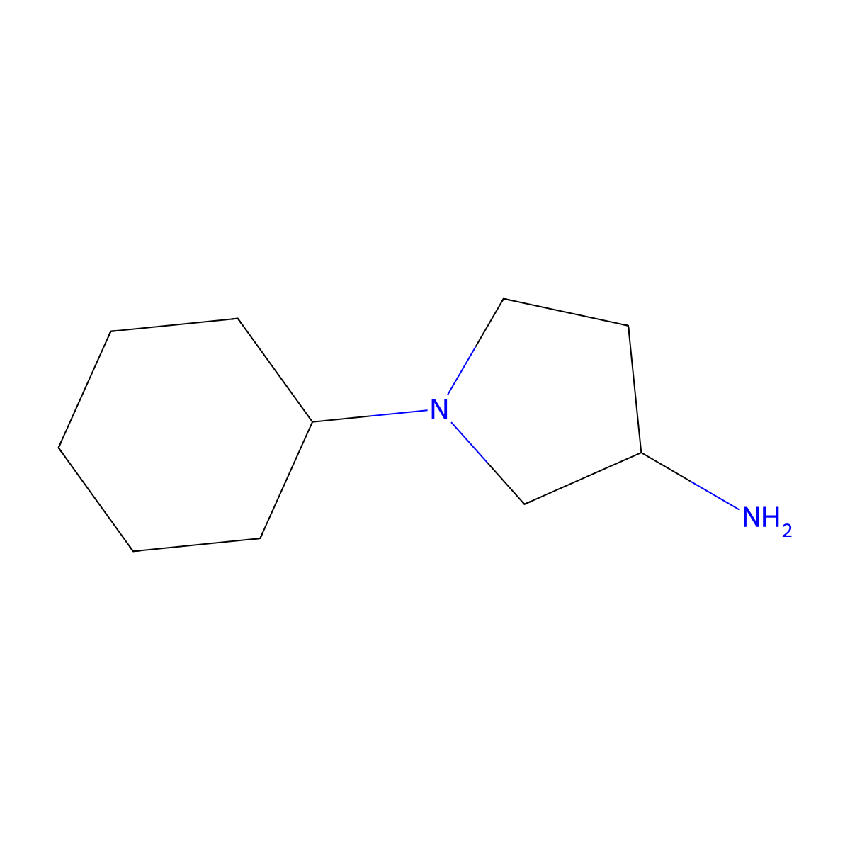 1-Cyclohexylpyrrolidin-3-amine molecular structure, CAS 46037-45-0