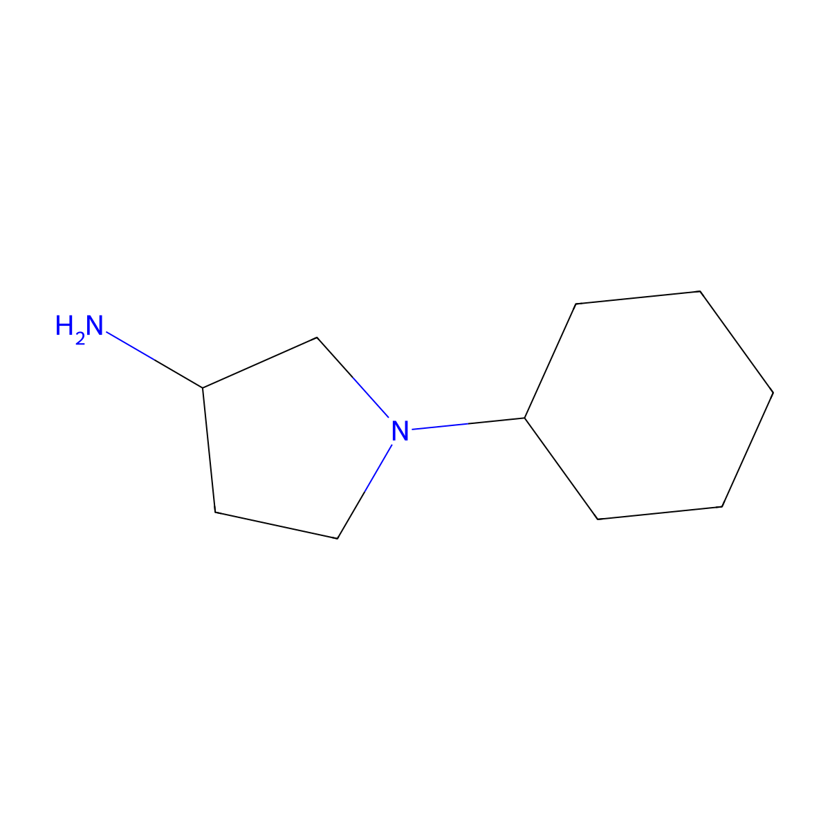 1-Cyclohexylpyrrolidin-3-amine molecular structure, CAS 46037-45-0