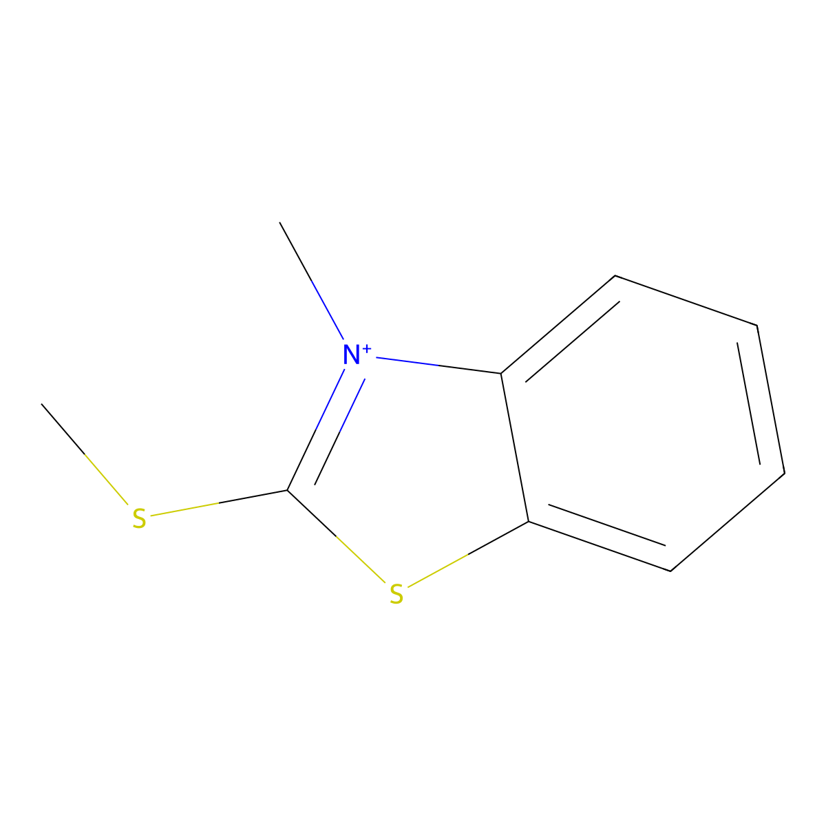 Benzothiazolium, 3-methyl-2-(methylthio)- molecular structure, CAS 46045-65-2