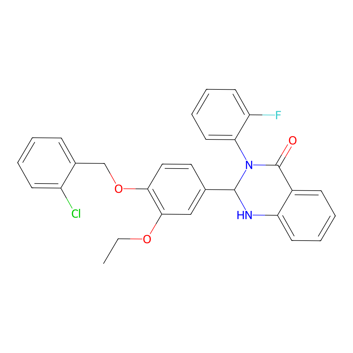 2-{4-[(2-Chlorophenyl)methoxy]-3-ethoxyphenyl}-3-(2-fluorophenyl)-2,3-dihydroquinazolin-4(1H)-one molecular structure, CAS 4605-46-3