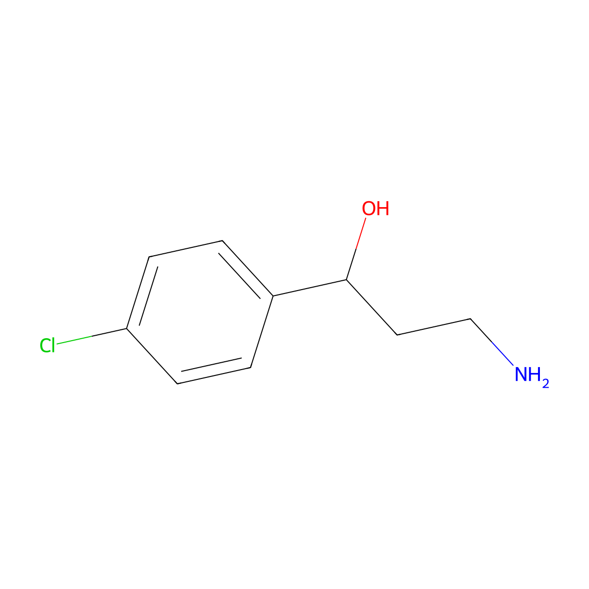 alpha-(2-Aminoethyl)-4-chlorobenzenemethanol molecular structure, CAS 46051-56-3