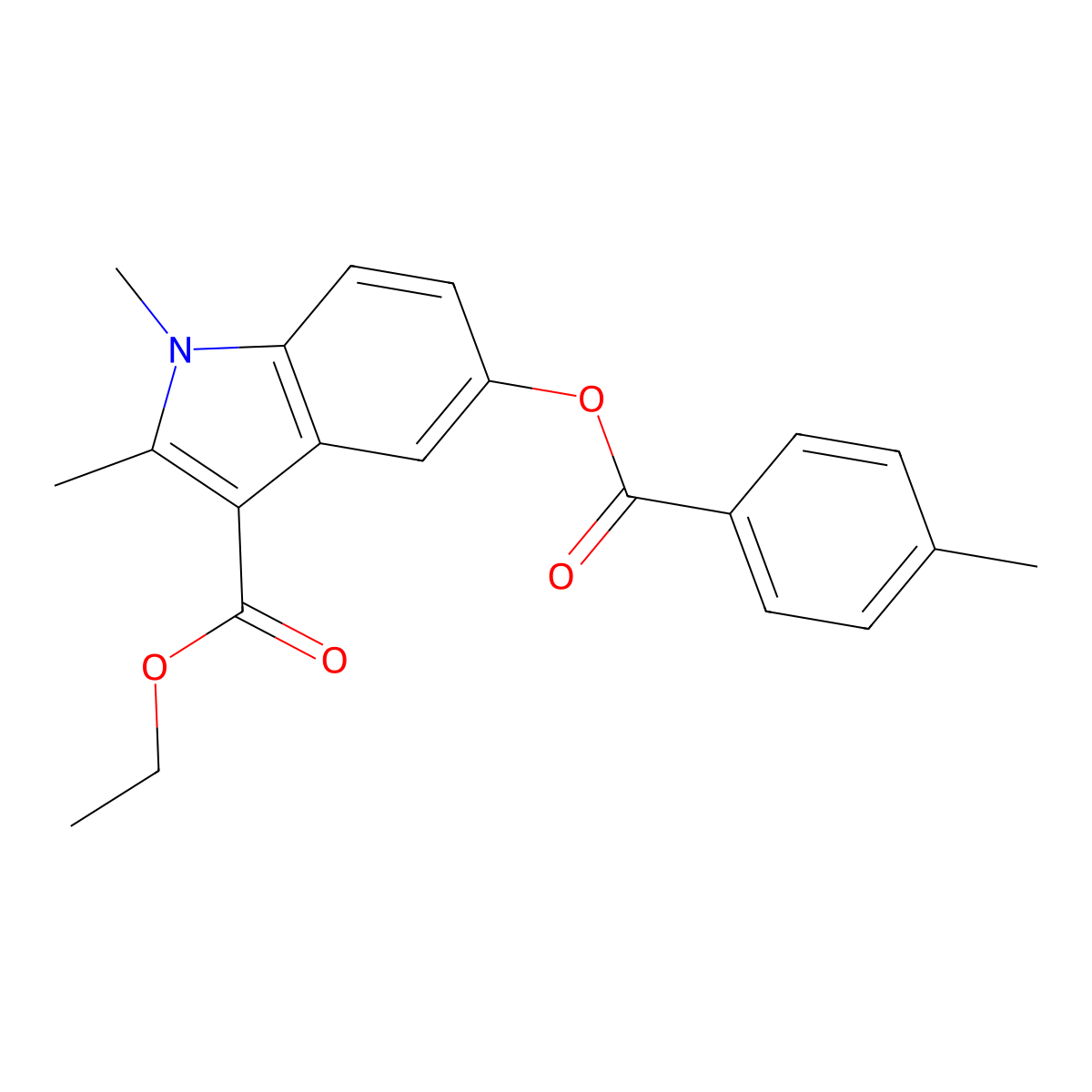Ethyl 1,2-dimethyl-5-(4-methylbenzoyl)oxyindole-3-carboxylate molecular structure, CAS 4606-59-1