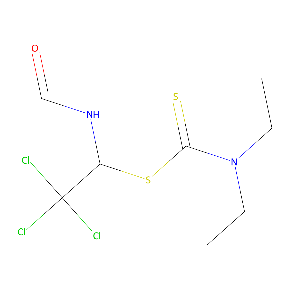 N,N-diethylcarbamodithioic acid (2,2,2-trichloro-1-formamidoethyl) ester molecular structure, CAS 4607-16-3