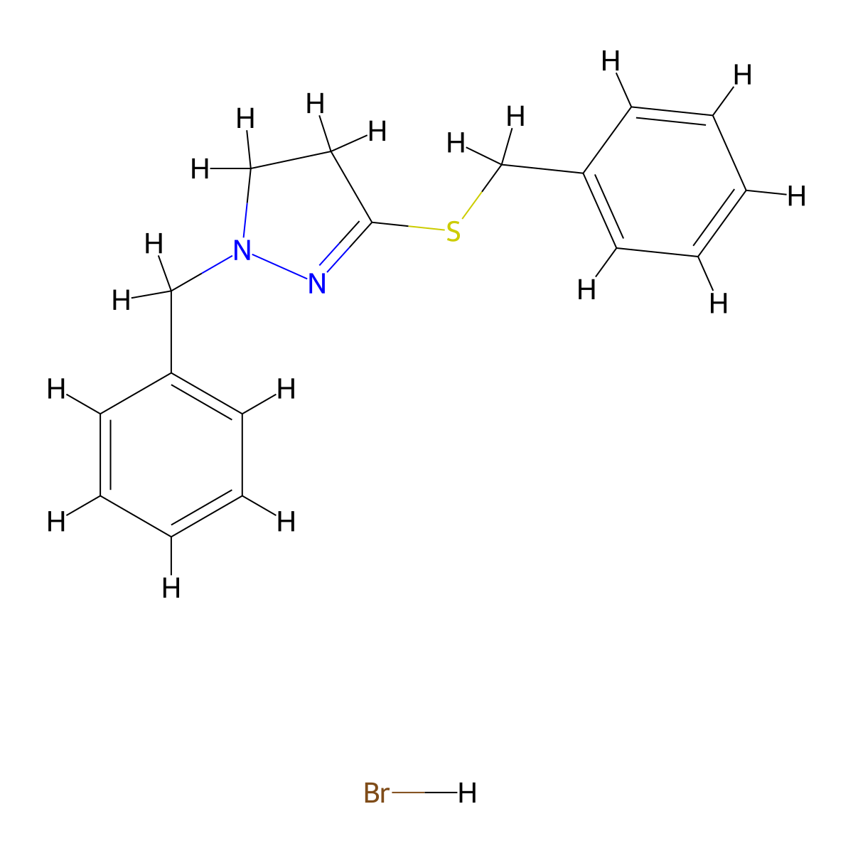 1-Benzyl-3-(benzylsulfanyl)-4,5-dihydro-1H-pyrazole hydrobromide molecular structure, CAS 460707-77-1