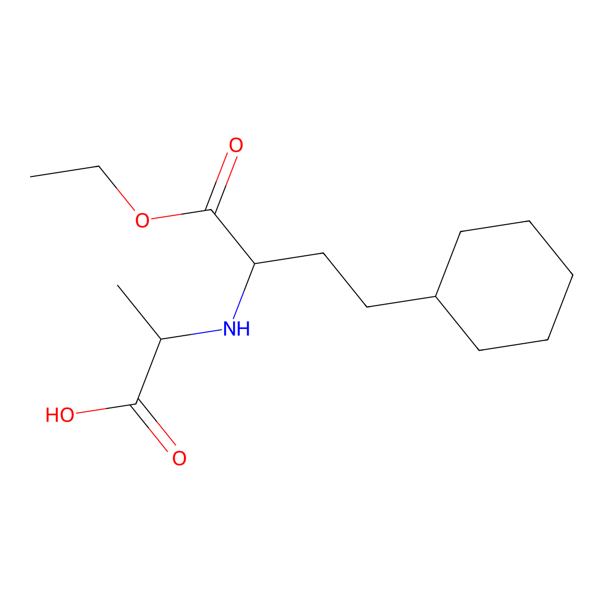 (2S)-2-{[(2S)-4-cyclohexyl-1-ethoxy-1-oxobutan-2-yl]amino}propanoic acid molecular structure, CAS 460720-14-3