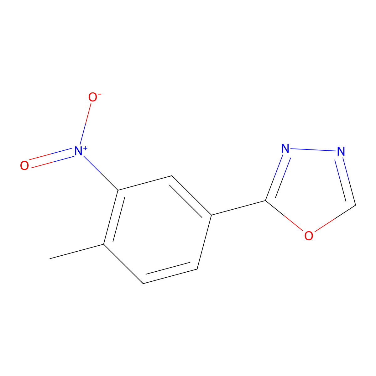 2-(4-Methyl-3-nitrophenyl)-1,3,4-oxadiazole molecular structure, CAS 460722-56-9