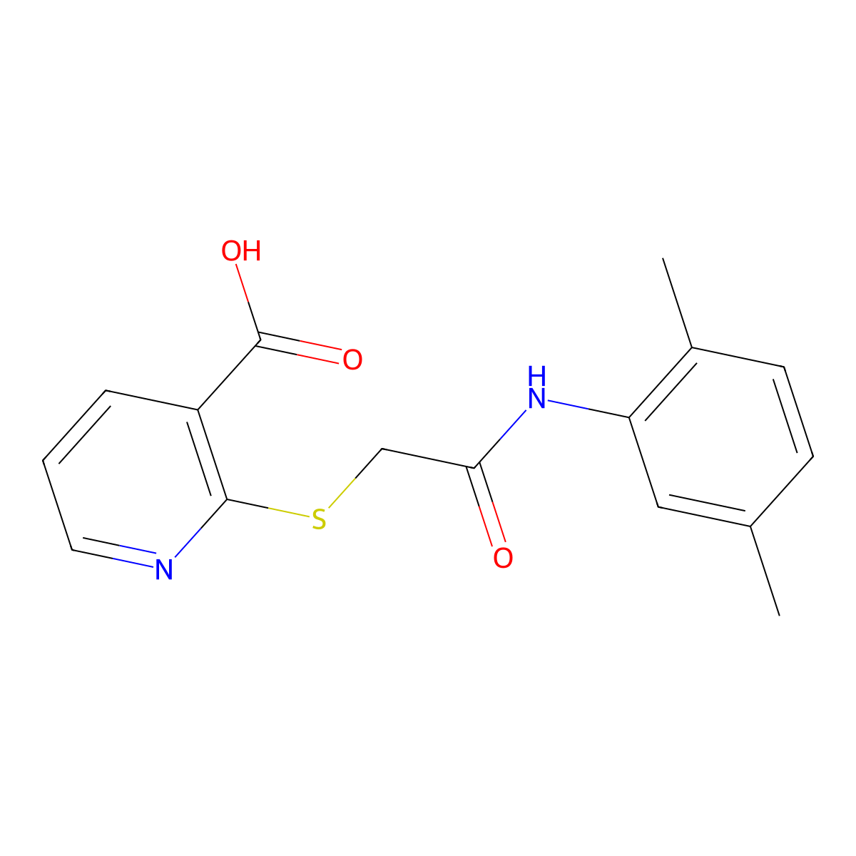 2-((2-((2,5-Dimethylphenyl)amino)-2-oxoethyl)thio)nicotinic acid molecular structure, CAS 460736-19-0