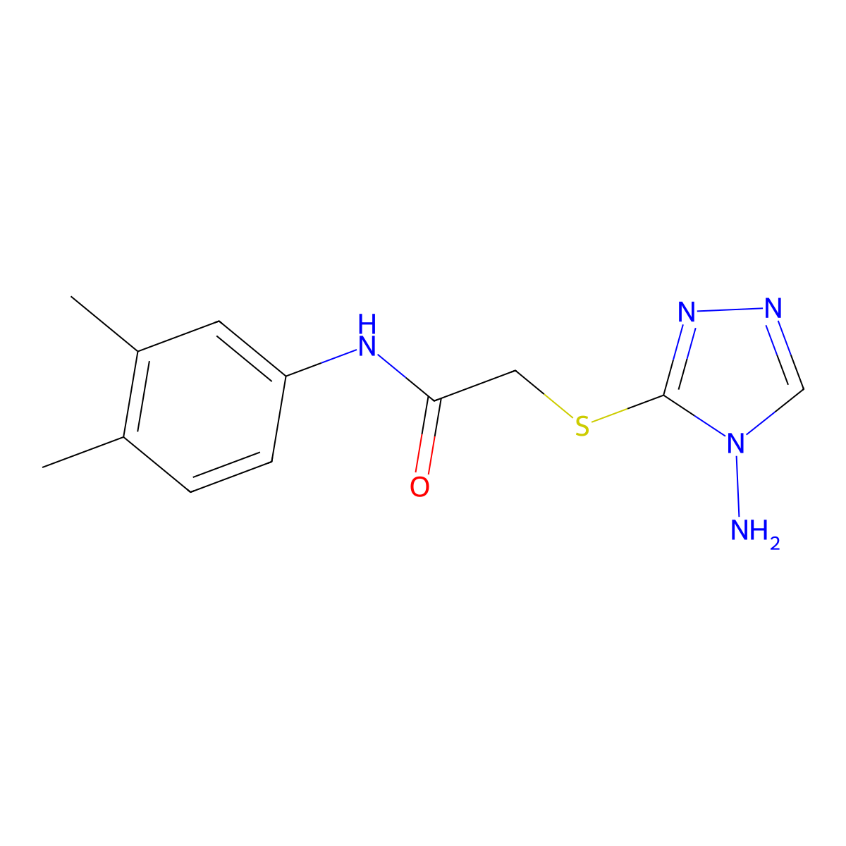 2-[(4-amino-1,2,4-triazol-3-yl)sulfanyl]-N-(3,4-dimethylphenyl)acetamide molecular structure, CAS 460736-53-2