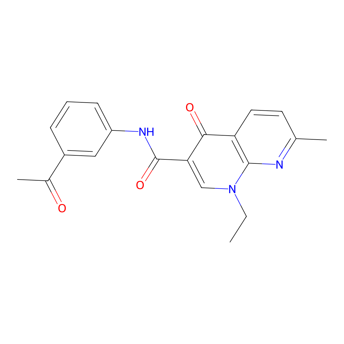 N-(3-acetylphenyl)-1-ethyl-7-methyl-4-oxo-1,4-dihydro-1,8-naphthyridine-3-carboxamide molecular structure, CAS 460737-01-3