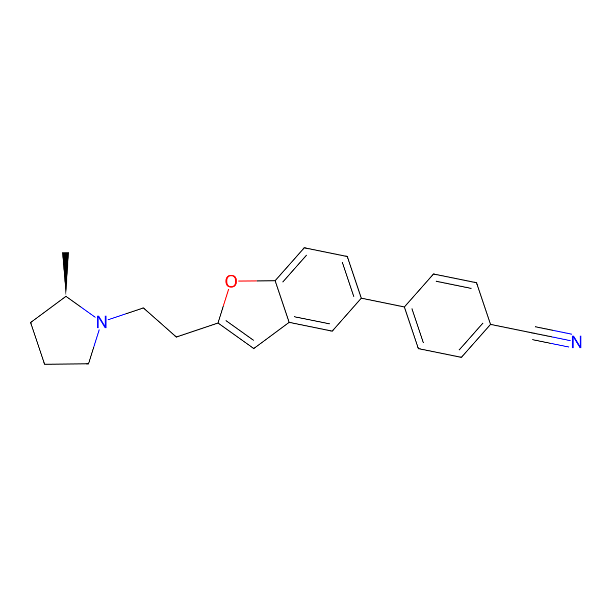 Benzonitrile, 4-(2-(2-((2r)-2-methyl-1-pyrrolidinyl)ethyl)-5-benzofuranyl)- molecular structure, CAS 460746-46-7