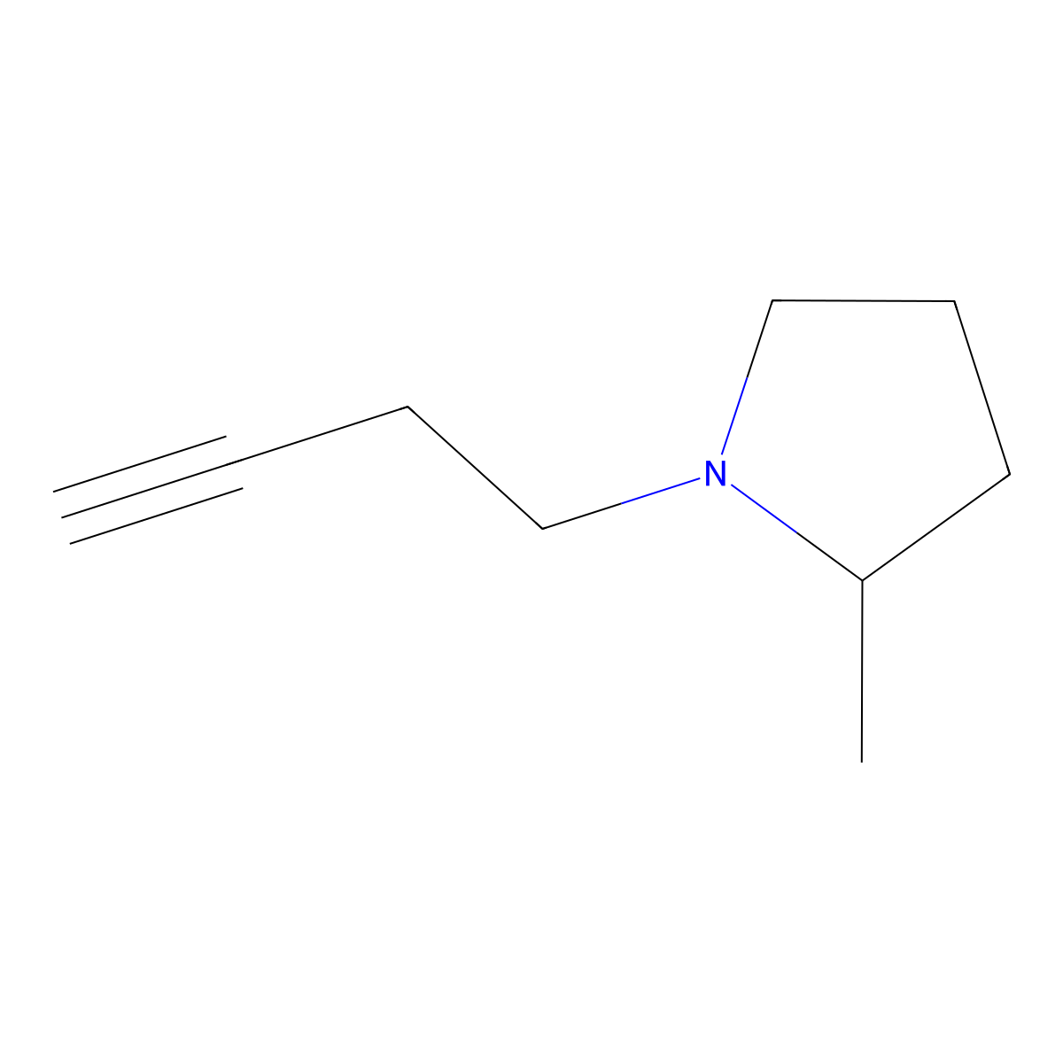 (R)-1-(But-3-yn-1-yl)-2-methylpyrrolidine molecular structure, CAS 460747-73-3