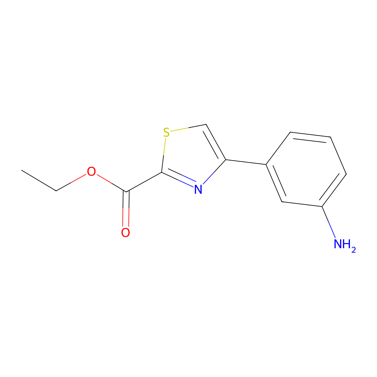 Ethyl 4-(3-aminophenyl)thiazole-2-carboxylate molecular structure, CAS 460750-28-1