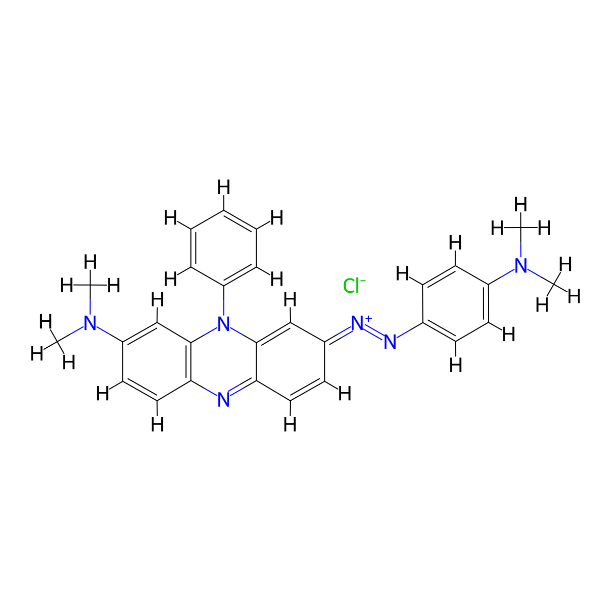 Phenazinium, 3-(dimethylamino)-7-(2-(4-(dimethylamino)phenyl)diazenyl)-5-phenyl-, chloride (1:1) molecular structure, CAS 4608-12-2
