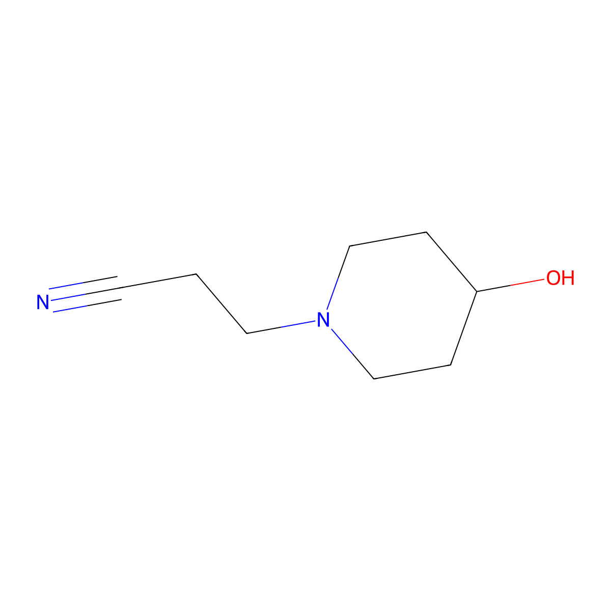 3-(4-Hydroxypiperidin-1-yl)propanenitrile molecular structure, CAS 4608-72-4