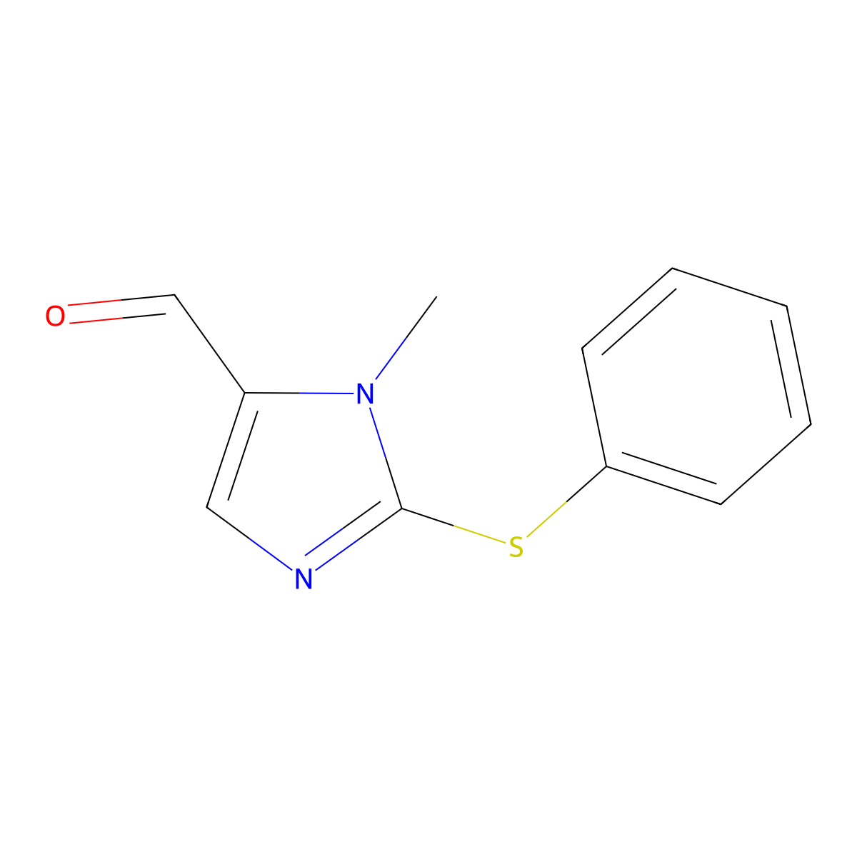 1-methyl-2-(phenylsulfanyl)-1H-imidazole-5-carbaldehyde molecular structure, CAS 460990-29-8