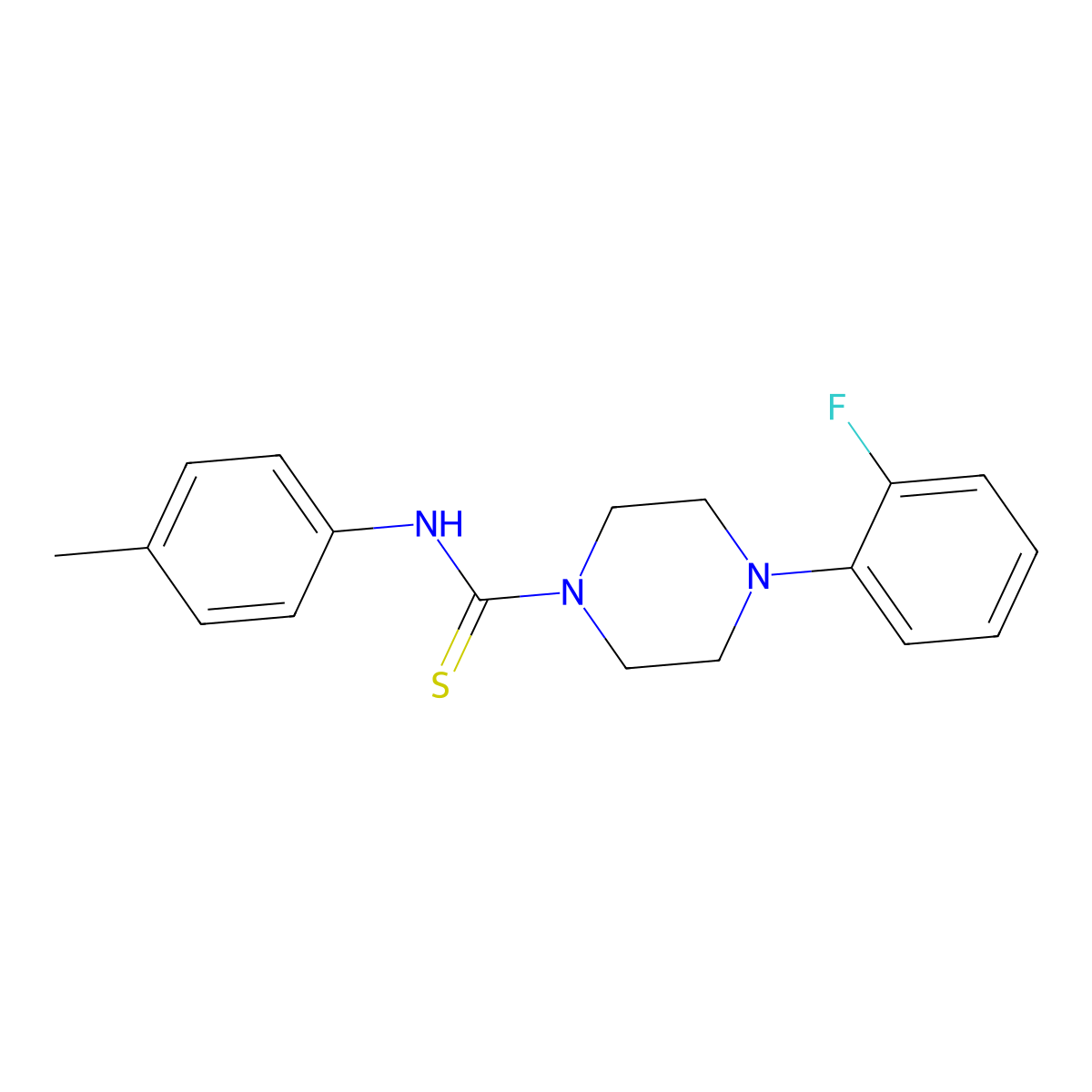 (4-(2-Fluorophenyl)piperazinyl)((4-methylphenyl)amino)methane-1-thione molecular structure, CAS 460993-12-8