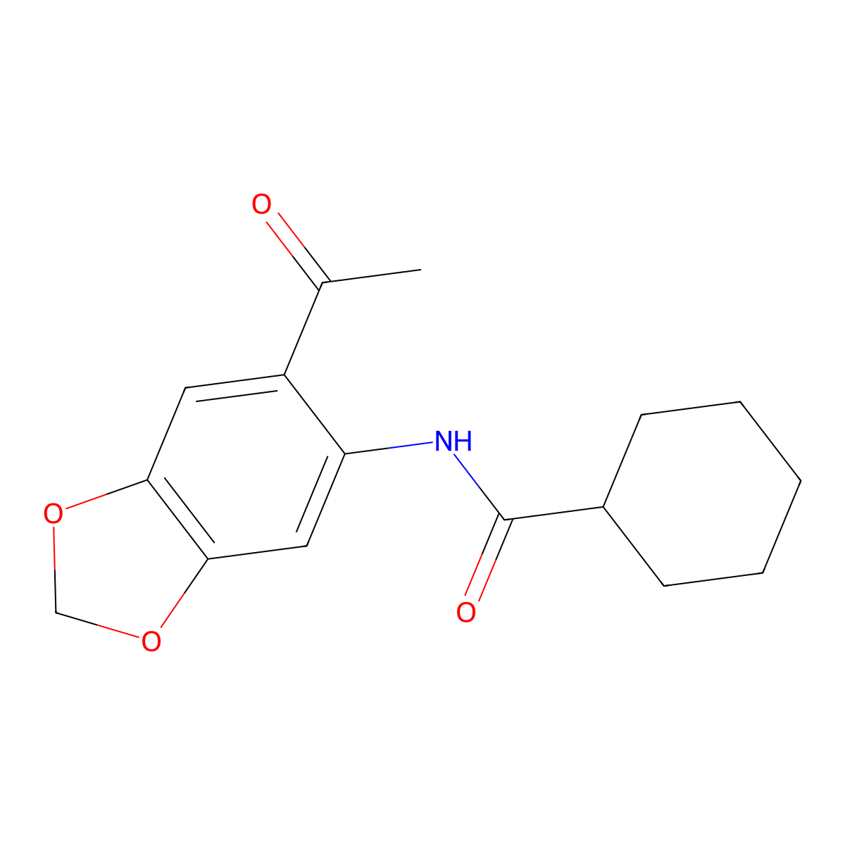 N-(6-acetyl-1,3-benzodioxol-5-yl)cyclohexanecarboxamide molecular structure, CAS 460994-40-5