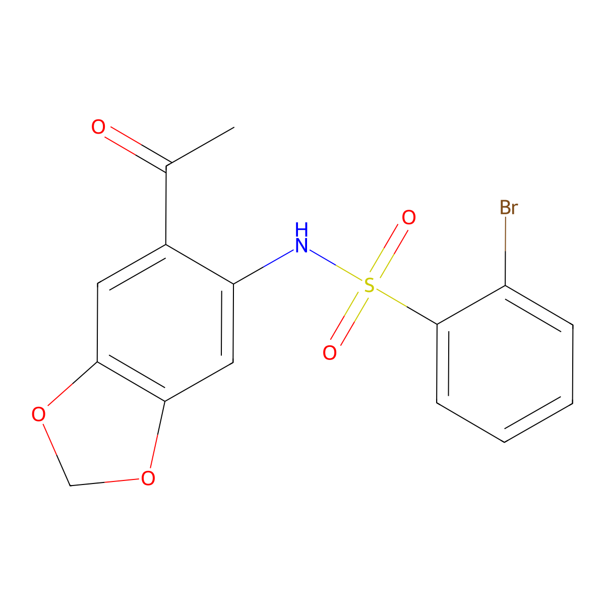 N-(6-acetyl-1,3-benzodioxol-5-yl)-2-bromobenzenesulfonamide molecular structure, CAS 460994-47-2