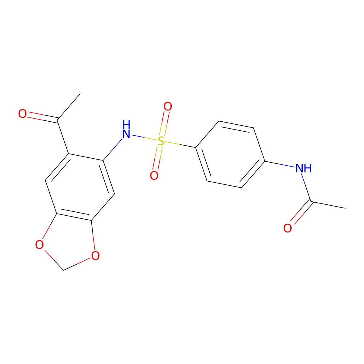 N-[4-(6-Acetyl-benzo[1,3]dioxol-5-ylsulfamoyl)-phenyl]-acetamide molecular structure, CAS 460994-50-7