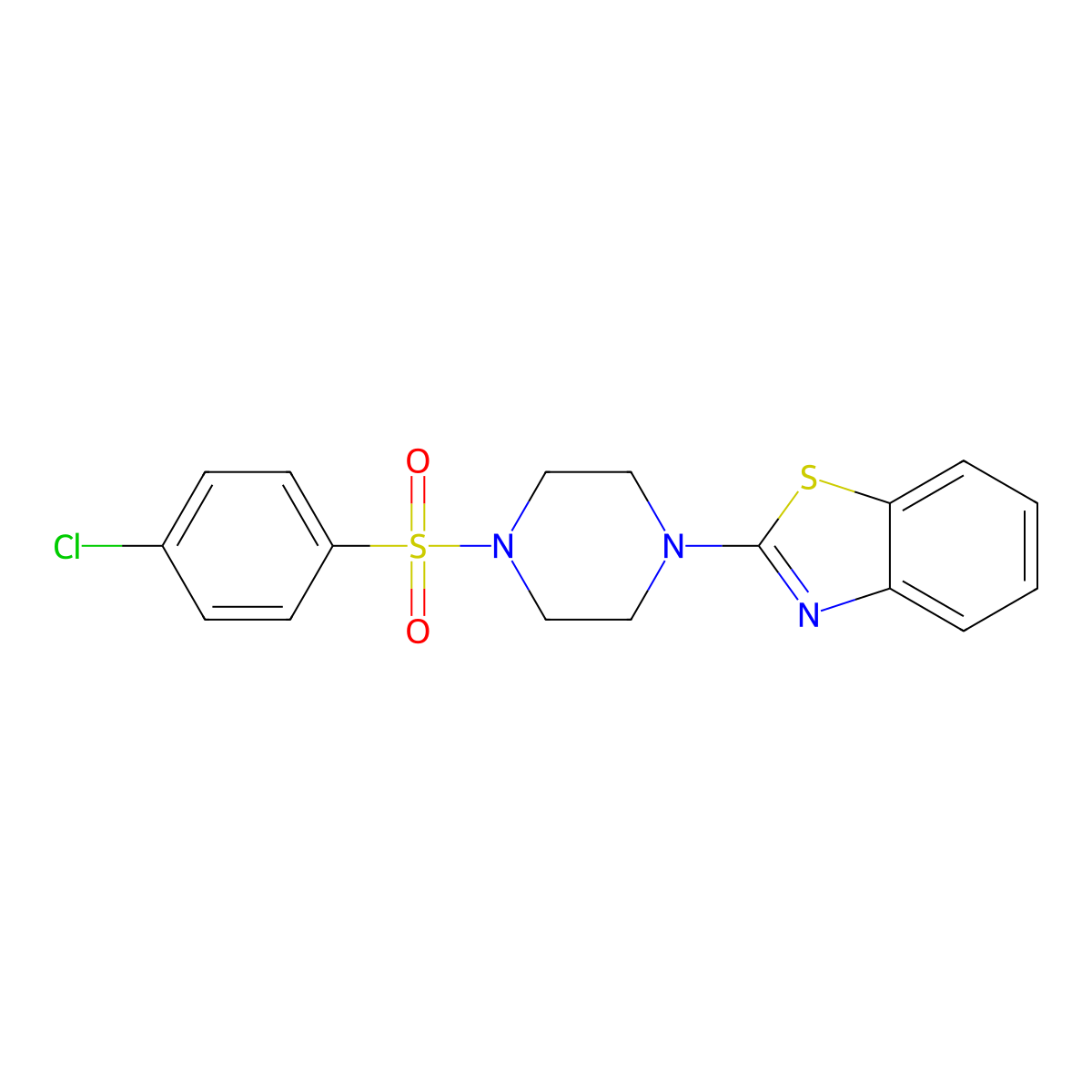 2-{4-[(4-Chlorophenyl)sulfonyl]piperazino}-1,3-benzothiazole molecular structure, CAS 460994-82-5