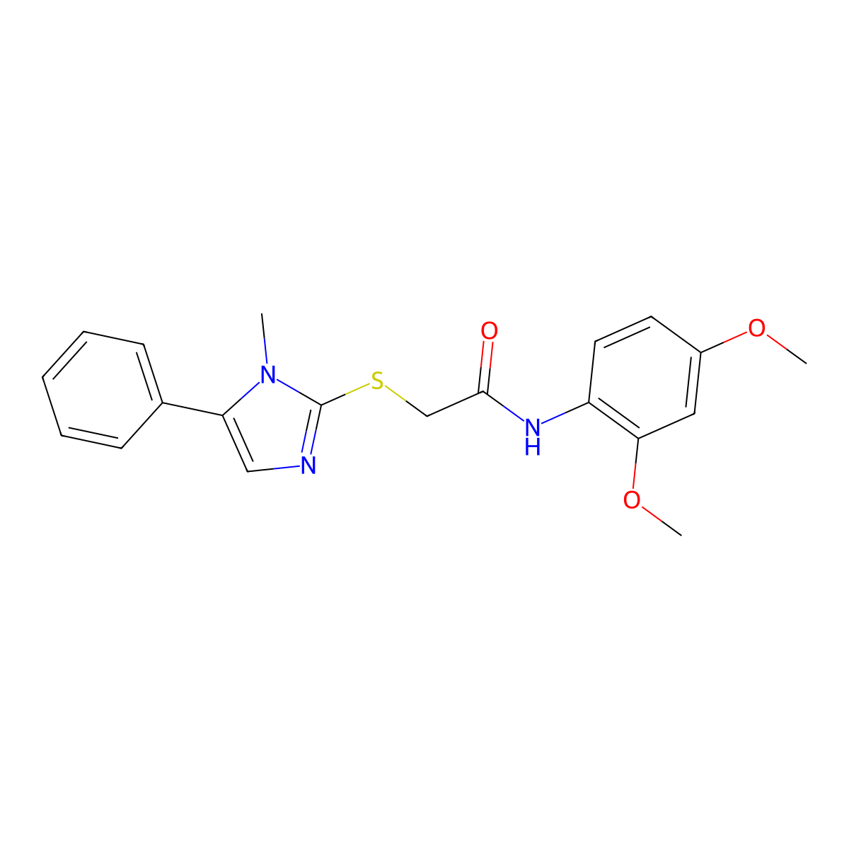 N-(2,4-dimethoxyphenyl)-2-((1-methyl-5-phenyl-1H-imidazol-2-yl)thio)acetamide molecular structure, CAS 460996-72-9
