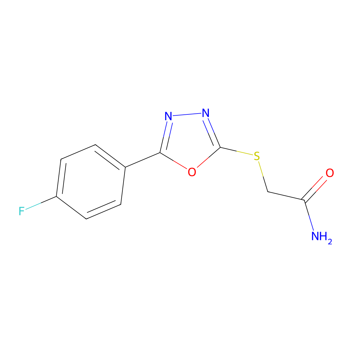2-[[5-(4-Fluorophenyl)-1,3,4-oxadiazol-2-yl]sulfanyl]acetamide molecular structure, CAS 460996-95-6