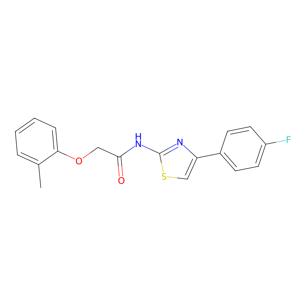 N-[4-(4-fluorophenyl)-1,3-thiazol-2-yl]-2-(2-methylphenoxy)acetamide molecular structure, CAS 460998-71-4