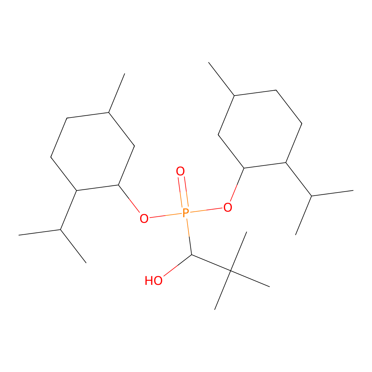 Bis[5-methyl-2-(propan-2-yl)cyclohexyl] (1-hydroxy-2,2-dimethylpropyl)phosphonate molecular structure, CAS 4610-45-1