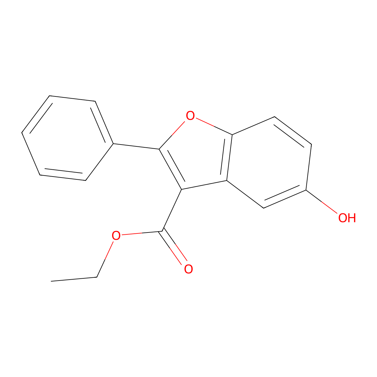 Ethyl 5-hydroxy-2-phenyl-1-benzofuran-3-carboxylate molecular structure, CAS 4610-75-7